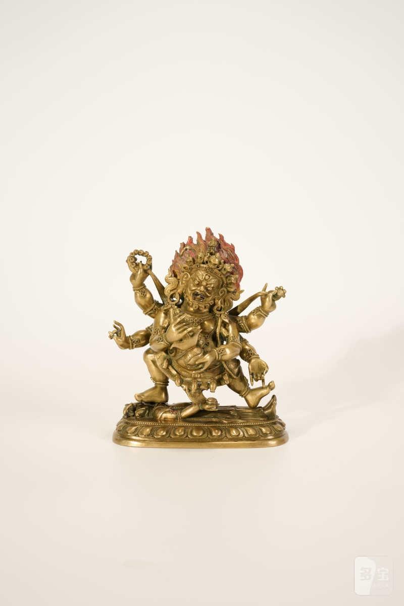 Lot930 清乾隆 铜鎏金大黑天像 - 图2